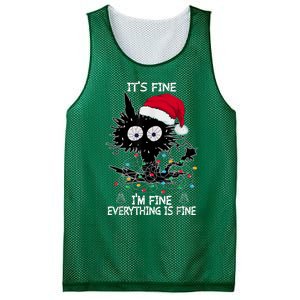 Black Cat christmas It's Fine I'm Fine Everything Is Fine Mesh Reversible Basketball Jersey Tank