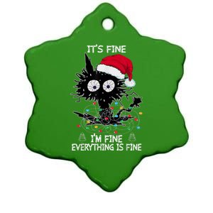 Black Cat christmas It's Fine I'm Fine Everything Is Fine Ceramic Star Ornament