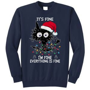 Black Cat christmas It's Fine I'm Fine Everything Is Fine Tall Sweatshirt