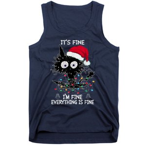 Black Cat christmas It's Fine I'm Fine Everything Is Fine Tank Top