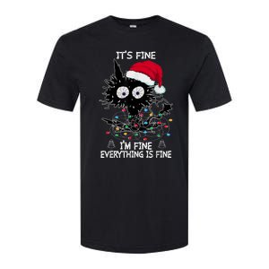 Black Cat christmas It's Fine I'm Fine Everything Is Fine Softstyle CVC T-Shirt