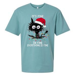 Black Cat christmas It's Fine I'm Fine Everything Is Fine Sueded Cloud Jersey T-Shirt