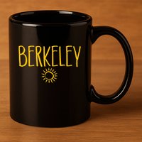 Berkeley California CA Sun Drawing Amber   11oz C Handle Ceramic Mug