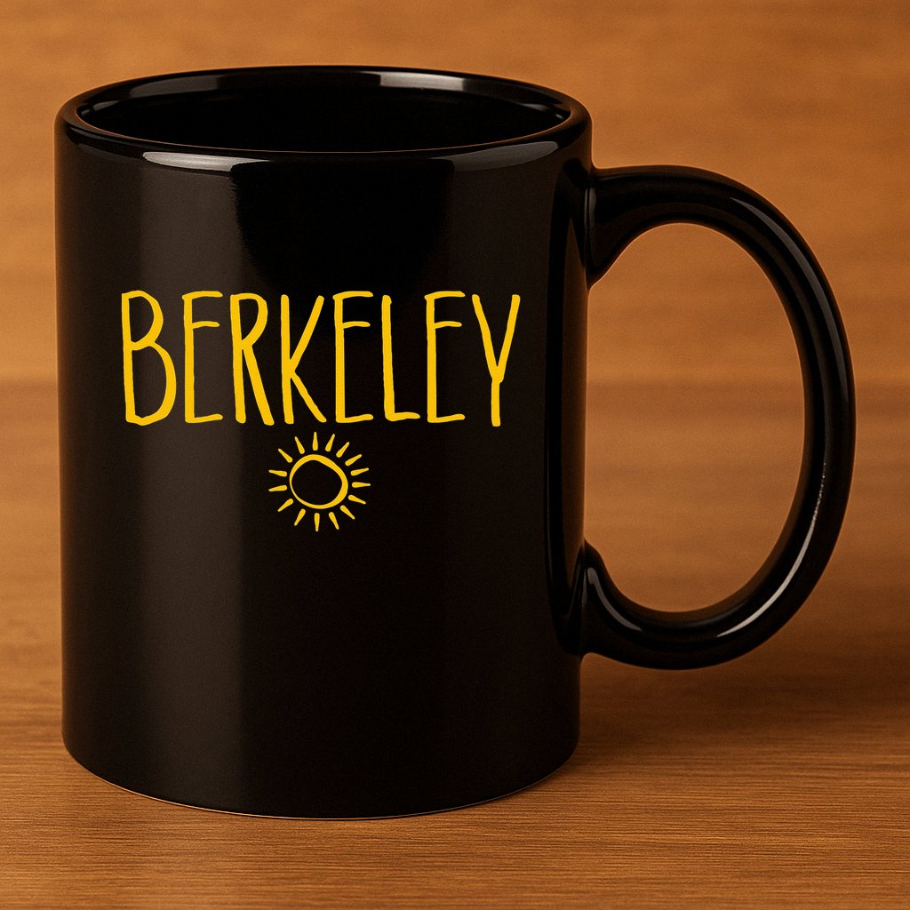 Berkeley California CA Sun Drawing Amber   11oz C Handle Ceramic Mug