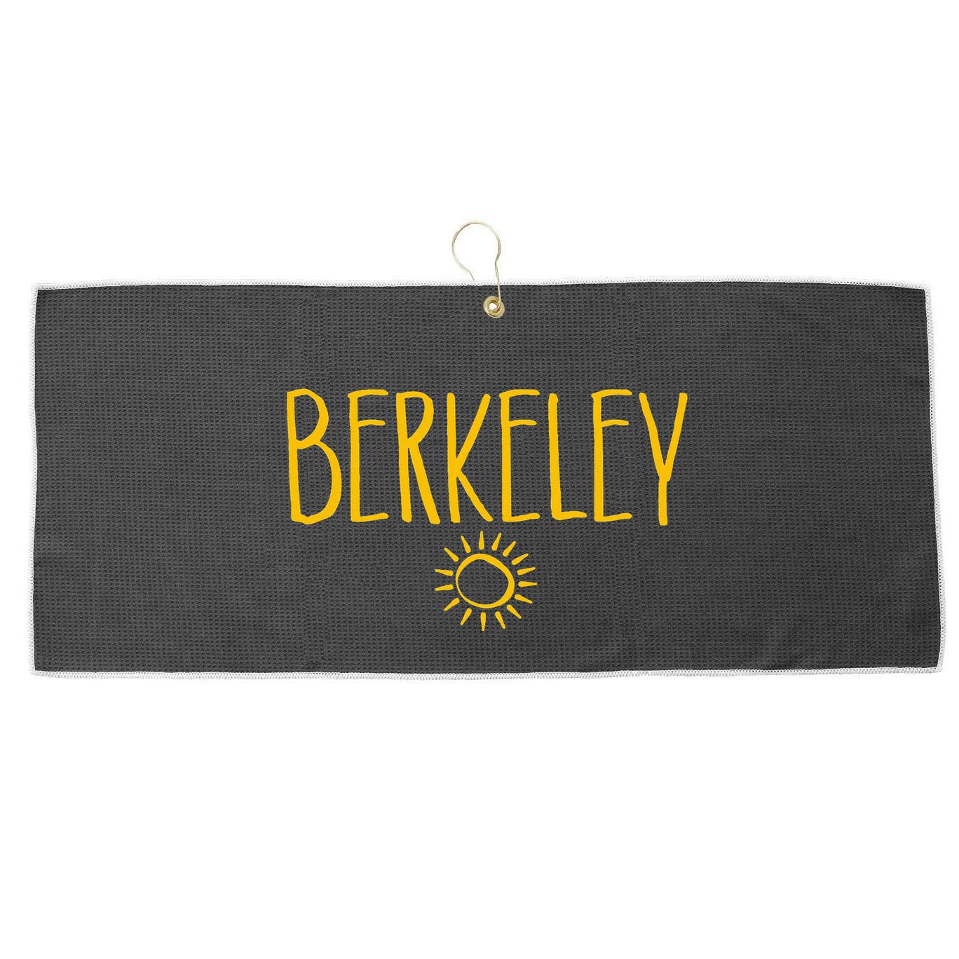 Berkeley California CA Sun Drawing Amber   Large Microfiber Waffle Golf Towel