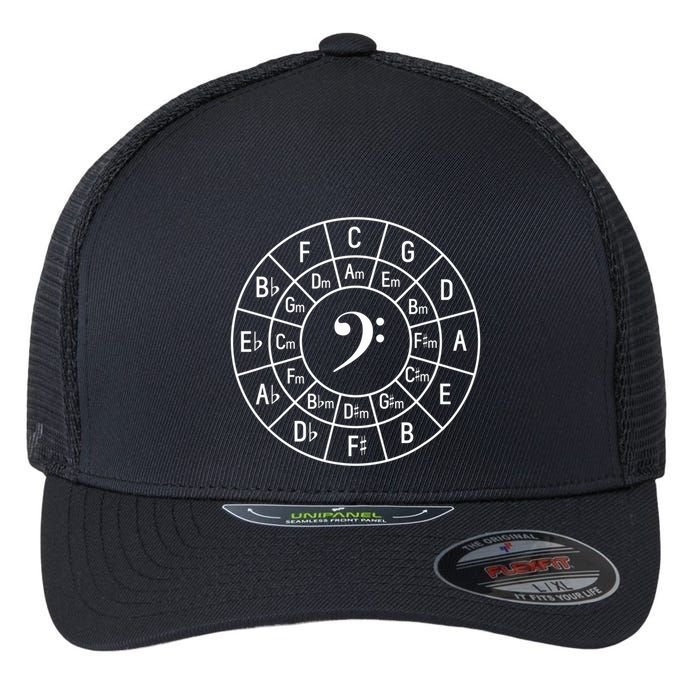 Bass Clef Circle Of Fifths Musician Composer Flexfit Unipanel Trucker Cap