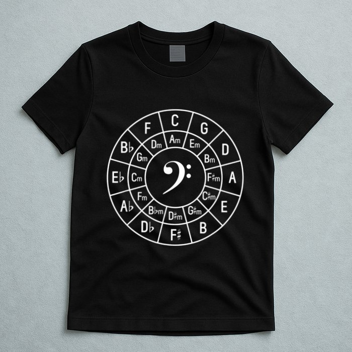Bass Clef Circle Of Fifths Musician Composer T-Shirt