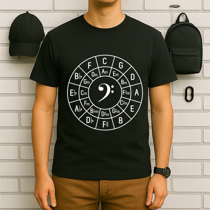Bass Clef Circle Of Fifths Musician Composer T-Shirt