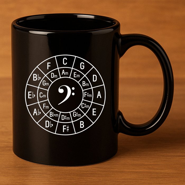 Bass Clef Circle Of Fifths Musician Composer 11oz C Handle Ceramic Mug