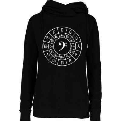 Bass Clef Circle Of Fifths Musician Composer Womens Funnel Neck Pullover Hood