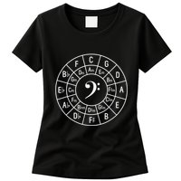Bass Clef Circle Of Fifths Musician Composer Womens T-Shirt