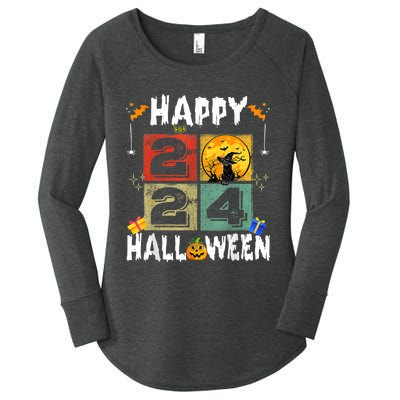 Black Cat Costume Witch Hat & Moon Women's Perfect Tri Tunic Long Sleeve Shirt