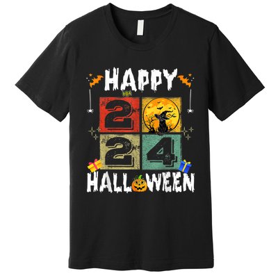 Black Cat Costume Witch Hat & Moon Premium T-Shirt