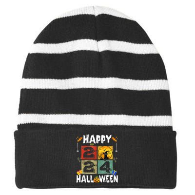 Black Cat Costume Witch Hat & Moon Striped Beanie with Solid Band