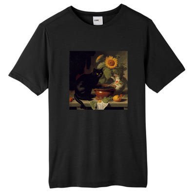 Black Cat Cooking Sunflower Cute Gift Tall Fusion ChromaSoft Performance T-Shirt