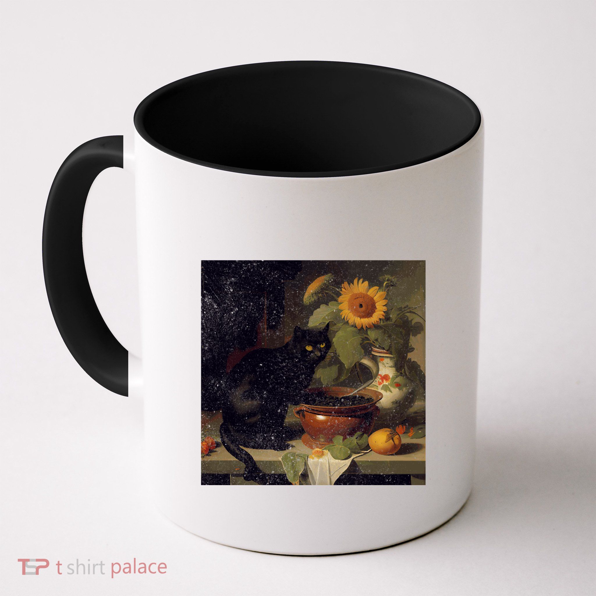 Black Cat Cooking Sunflower Cute Gift Mug