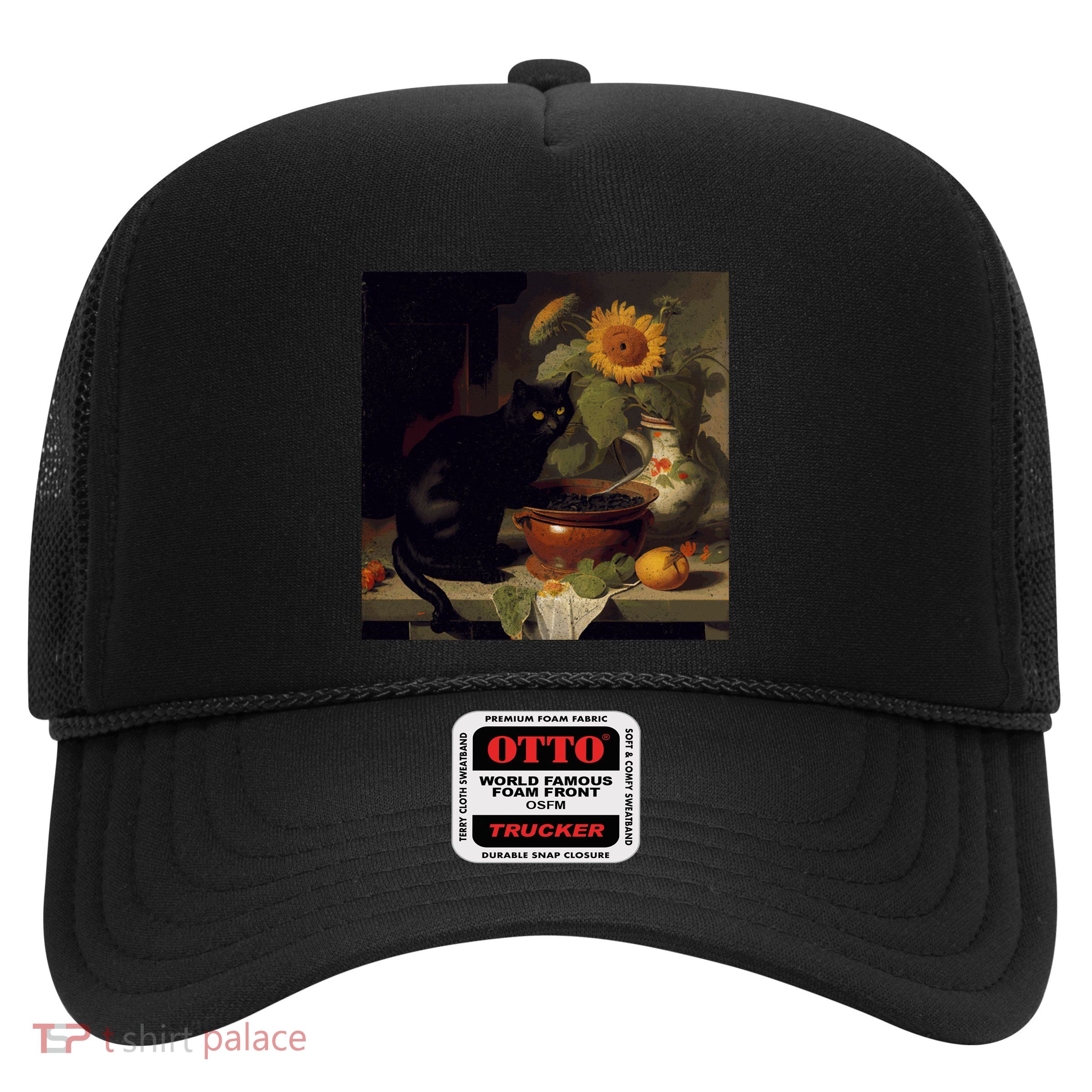 Black Cat Cooking Sunflower Cute Gift Trucker Hat