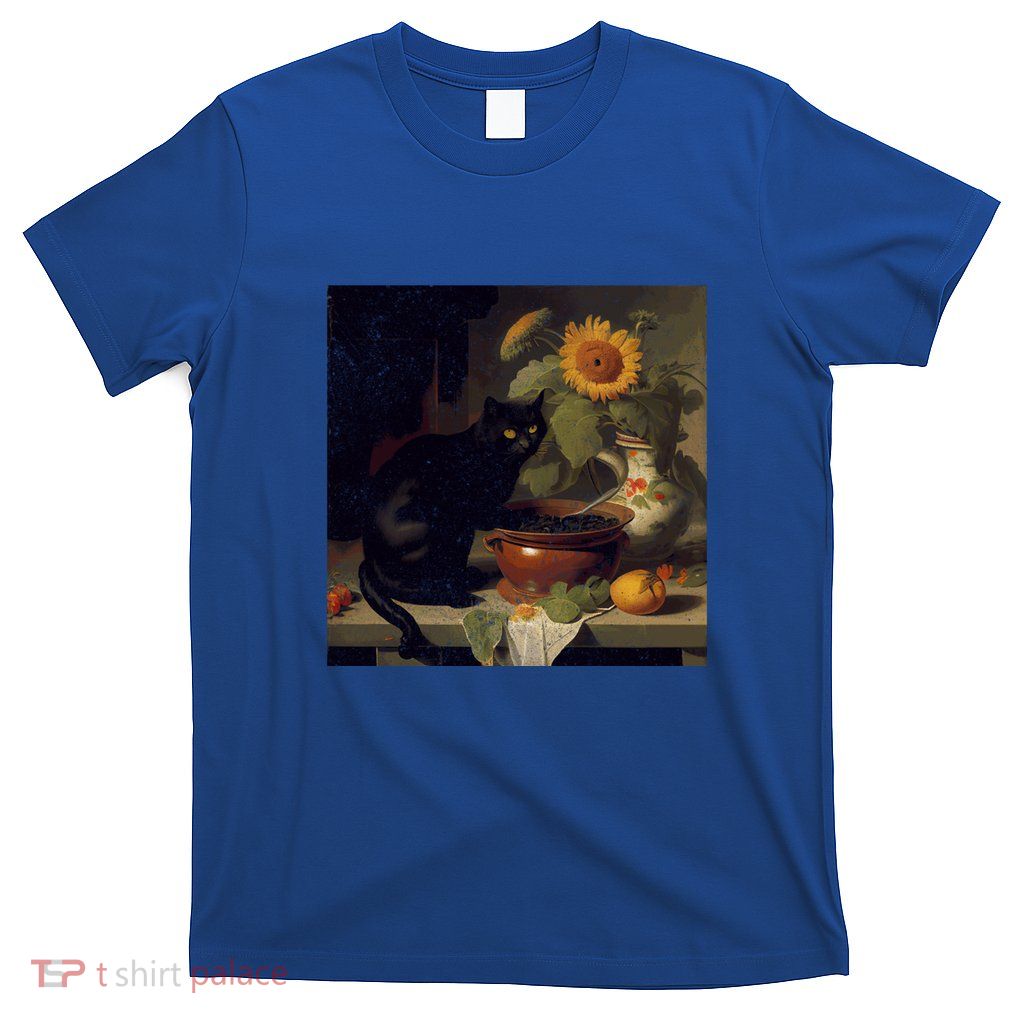 Black Cat Cooking Sunflower Cute Gift T-Shirt