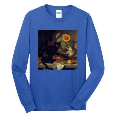 Black Cat Cooking Sunflower Cute Gift Tall Long Sleeve T-Shirt