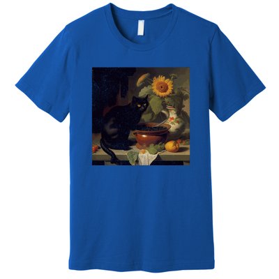 Black Cat Cooking Sunflower Cute Gift Premium T-Shirt