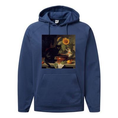 Black Cat Cooking Sunflower Cute Gift Performance Fleece Hoodie