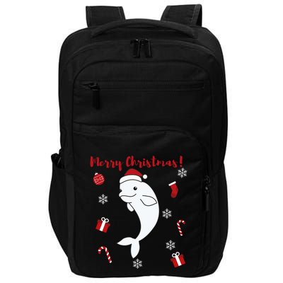 Beluga Cheerful Christmas Santas Hat Sweet Animals Whale Impact Tech Backpack