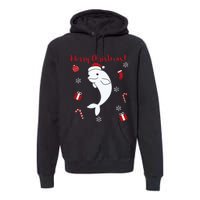 Beluga Cheerful Christmas Santas Hat Sweet Animals Whale Premium Hoodie