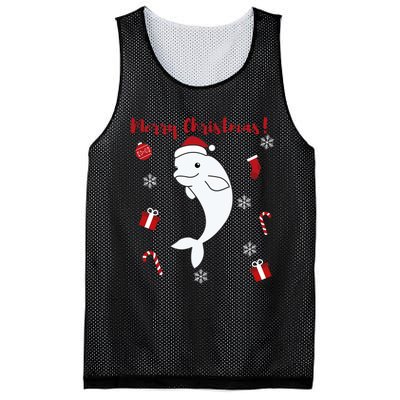 Beluga Cheerful Christmas Santas Hat Sweet Animals Whale Mesh Reversible Basketball Jersey Tank