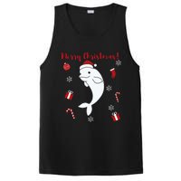 Beluga Cheerful Christmas Santas Hat Sweet Animals Whale PosiCharge Competitor Tank