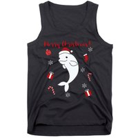 Beluga Cheerful Christmas Santas Hat Sweet Animals Whale Tank Top