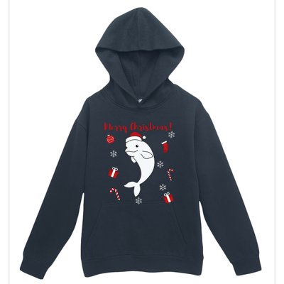 Beluga Cheerful Christmas Santas Hat Sweet Animals Whale Urban Pullover Hoodie