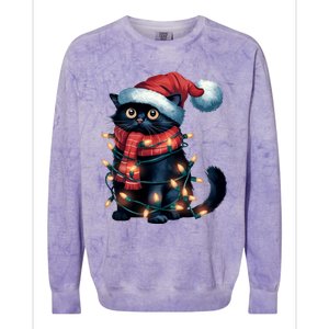 Black Cat Christmas Women Family Funny Xmas Pajamas Long Sleeve Colorblast Crewneck Sweatshirt