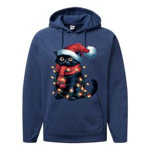 Black Cat Christmas Women Family Funny Xmas Pajamas Long Sleeve Performance Fleece Hoodie