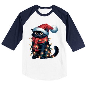 Black Cat Christmas Women Family Funny Xmas Pajamas Long Sleeve Baseball Sleeve Shirt