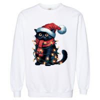 Black Cat Christmas Women Family Funny Xmas Pajamas Long Sleeve Garment-Dyed Sweatshirt