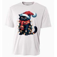 Black Cat Christmas Women Family Funny Xmas Pajamas Long Sleeve Cooling Performance Crew T-Shirt