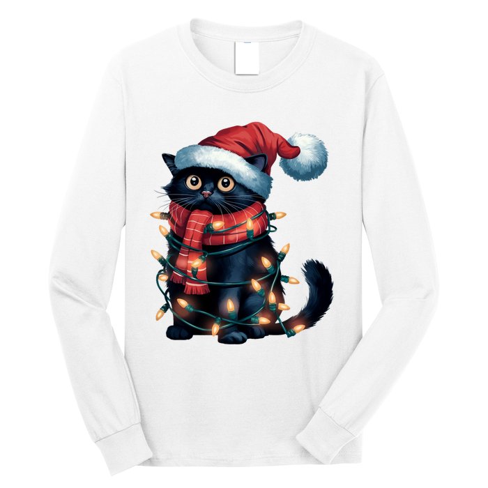 Black Cat Christmas Women Family Funny Xmas Pajamas Long Sleeve Long Sleeve Shirt