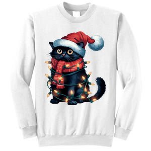 Black Cat Christmas Women Family Funny Xmas Pajamas Long Sleeve Sweatshirt