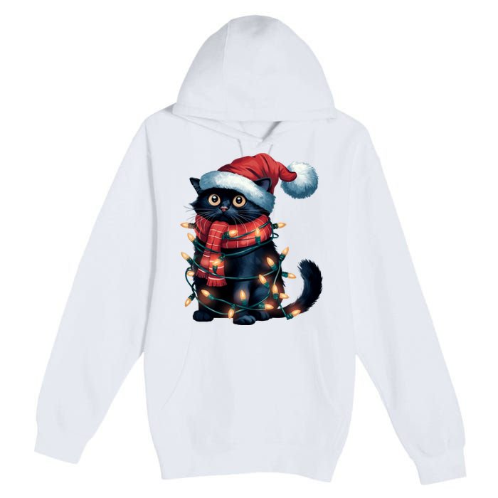 Black Cat Christmas Women Family Funny Xmas Pajamas Long Sleeve Premium Pullover Hoodie