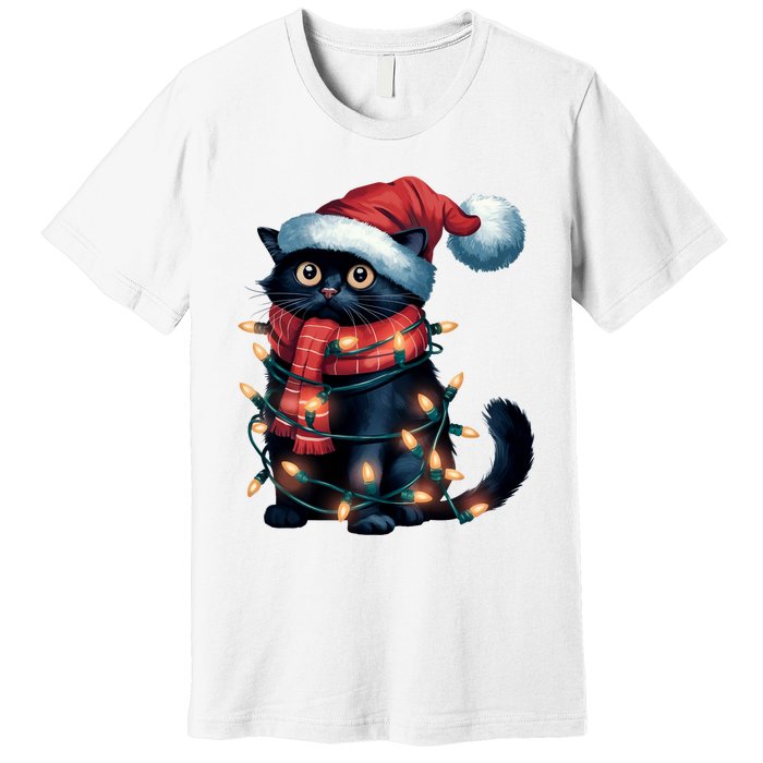 Black Cat Christmas Women Family Funny Xmas Pajamas Long Sleeve Premium T-Shirt