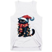 Black Cat Christmas Women Family Funny Xmas Pajamas Long Sleeve Tank Top