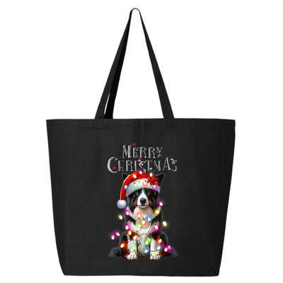 Border Collie Christmas Lights Xmas Dog Santa 25L Jumbo Tote