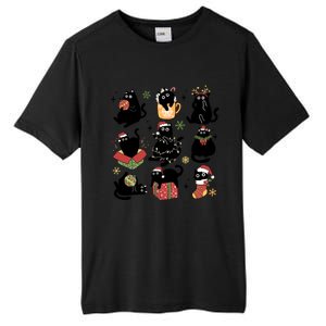 Black Cat Christmas Lights Black Cat Lover Xmas Cat Mom Cool Gift Tall Fusion ChromaSoft Performance T-Shirt