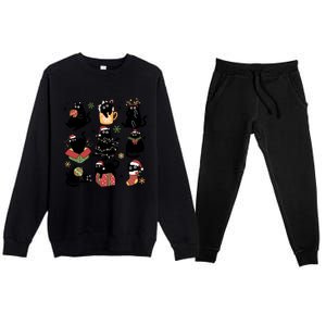 Black Cat Christmas Lights Black Cat Lover Xmas Cat Mom Cool Gift Premium Crewneck Sweatsuit Set