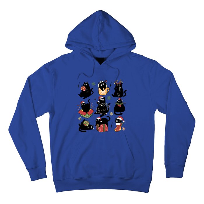 Black Cat Christmas Lights Black Cat Lover Xmas Cat Mom Cool Gift Hoodie