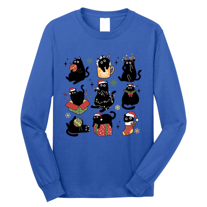 Black Cat Christmas Lights Black Cat Lover Xmas Cat Mom Cool Gift Long Sleeve Shirt