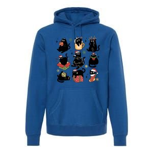 Black Cat Christmas Lights Black Cat Lover Xmas Cat Mom Cool Gift Premium Hoodie