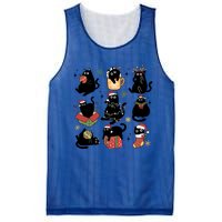 Black Cat Christmas Lights Black Cat Lover Xmas Cat Mom Cool Gift Mesh Reversible Basketball Jersey Tank