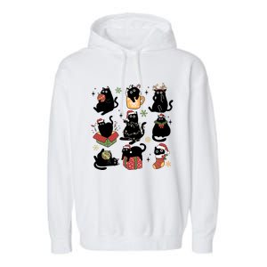 Black Cat Christmas Lights Black Cat Lover Xmas Cat Mom Cool Gift Garment-Dyed Fleece Hoodie