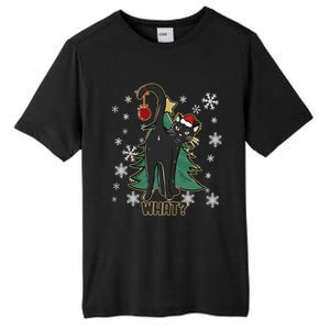 Black Cat Christmas Lights Cat Lover Funny Xmas Pajama Gift Tall Fusion ChromaSoft Performance T-Shirt